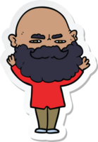 sticker of a cartoon man with beard frowning png