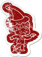 quirky cartoon icon of a happy boy wearing santa hat png