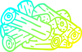 cold gradient line drawing of a cartoon pile of logs png
