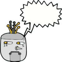 cabeza de robot de dibujos animados con burbujas de discurso png