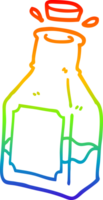 rainbow gradient line drawing of a cartoon drink in decanter png