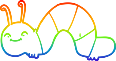 rainbow gradient line drawing of a cartoon happy bug png