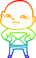 rainbow gradient line drawing of a cartoon nervous man png