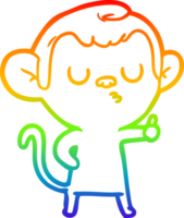 rainbow gradient line drawing of a cartoon calm monkey png