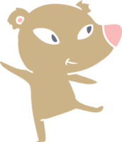 cute flat color style cartoon bear dancing png