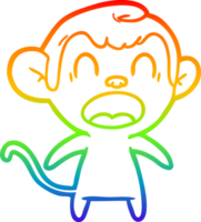 rainbow gradient line drawing of a shouting cartoon monkey png