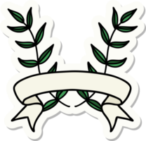 tattoo style sticker with banner of a laurel png