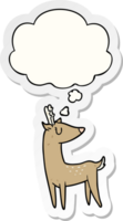 cartoon deer with thought bubble as a printed sticker png