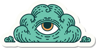 sticker of tattoo in traditional style of an all seeing eye cloud png