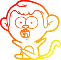 warm gradient line drawing of a cartoon shocked monkey png