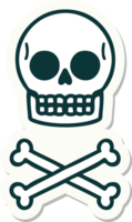 pegatina de tatuaje al estilo tradicional de una calavera png