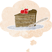 tecknad serie choklad kaka med trodde bubbla i grunge bedrövad retro texturerad stil png