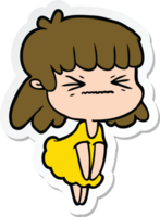 sticker of a cartoon angry girl png