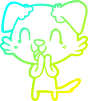 cold gradient line drawing of a laughing cartoon dog png