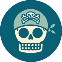 imagen icónica de estilo tatuaje de una calavera pirata png