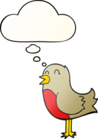 cartoon bird with thought bubble in smooth gradient style png