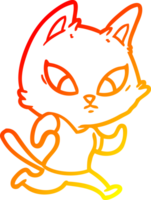 caloroso gradiente linha desenhando do uma confuso desenho animado gato png