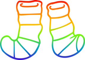 rainbow gradient line drawing of a cartoon striped socks png