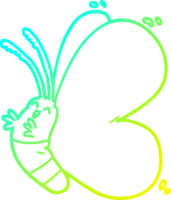 cold gradient line drawing of a funny cartoon butterfly png