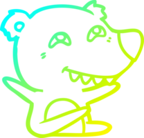 cold gradient line drawing of a cartoon bear showing teeth png