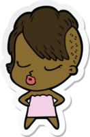 sticker of a cartoon pretty hipster girl png