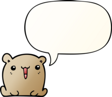 cute cartoon bear with speech bubble in smooth gradient style png