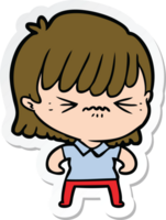 sticker of a annoyed cartoon girl png