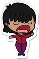 sticker of a cartoon woman talking loudly png