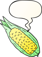 cartoon corn with speech bubble in smooth gradient style png