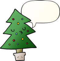 cartoon christmas tree with speech bubble in smooth gradient style png