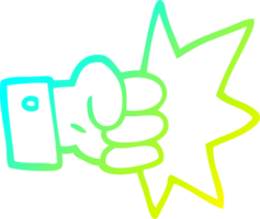 frio gradiente linha desenhando do uma desenho animado soco punho png