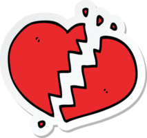 sticker of a cartoon broken heart png