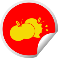 circular peeling sticker cartoon of a juicy apple png
