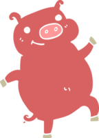 Cartoon tanzendes Schwein im flachen Farbstil png