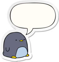 schattig tekenfilm pinguïn met toespraak bubbel sticker png