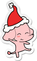 cute hand drawn sticker cartoon of a elephant dancing wearing santa hat png