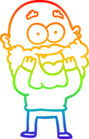 arco iris degradado línea dibujo de un dibujos animados loco contento hombre con barba jadeando png