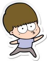 sticker of a nervous cartoon boy png