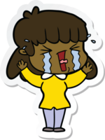 pegatina de una mujer de dibujos animados llorando png