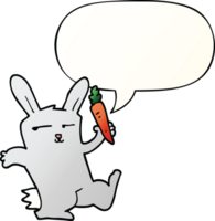 cartoon rabbit with carrot with speech bubble in smooth gradient style png
