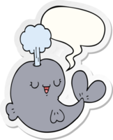 cartoon whale with speech bubble sticker png