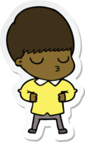 sticker of a cartoon calm boy png