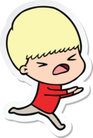 sticker of a cartoon stressed man png