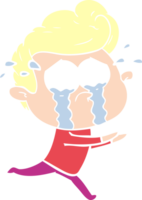 flat color style cartoon crying man running png