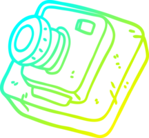 cold gradient line drawing of a cartoon old camera png