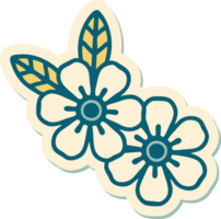 autocollant de tatouage dans le style traditionnel de fleurs png