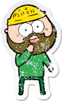 distressed sticker of a shocked bearded man png