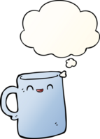 cartoon mug with thought bubble in smooth gradient style png