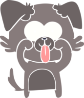 cão de desenho animado de estilo de cor plana com língua de fora png