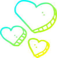 cold gradient line drawing of a cartoon love hearts png